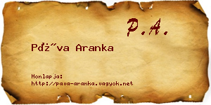 Páva Aranka névjegykártya